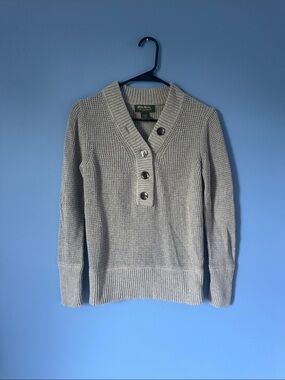 Eddie Bauer Gray Waffle Knit Henley Sweater
